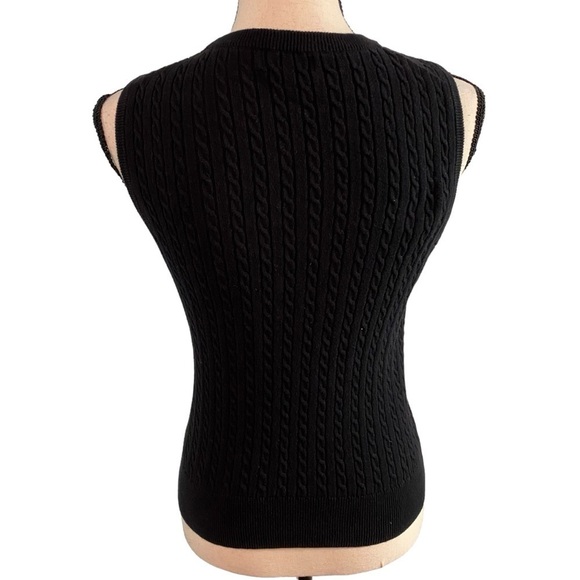 Lilly Pulitzer Black Sleeveless Crewneck Sweater Vest Size Small Cable-knit - Picture 4 of 12